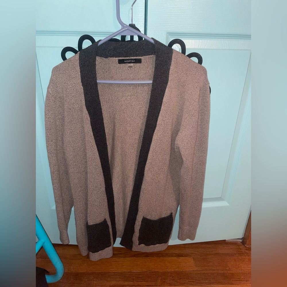 Light and dark brown sweater cardigan